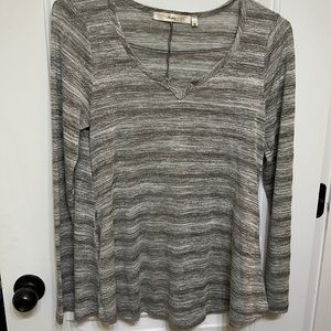 Andree by Unit Heather Grey Stripe Long sleeve Top with Pockets